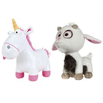 Set 2 jucarii de plus, Whitehouse Leisure, unicorn Sparkle Fluffy 24 cm si Minions Unigoat 27 cm