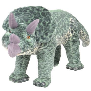 Jucărie de pluș verticală dinozaur triceratops verde XXL