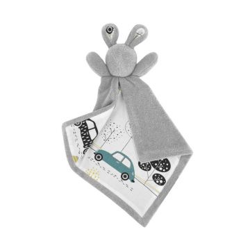 Jucarie textila, MimiNu, Lanka, Pentru bebelusi, Moale, Cu doua fete, Materiale certificate Oeko Tex Standard 100, 45 x 27 cm, Childrens Journey Grey