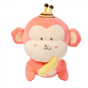 Jucarie de Plus Maimuta cu Banana Roz