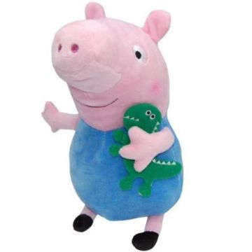 Jucarie din plus George cu dinozaur, Peppa Pig, 18 cm