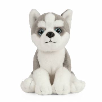 Pui de catel Husky sezut, Jucarie de plus 16 cm, Living Nature