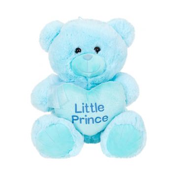 Ursulet de plus cu inima, Puffy Friends, Little Princess, Albastru, 45 cm