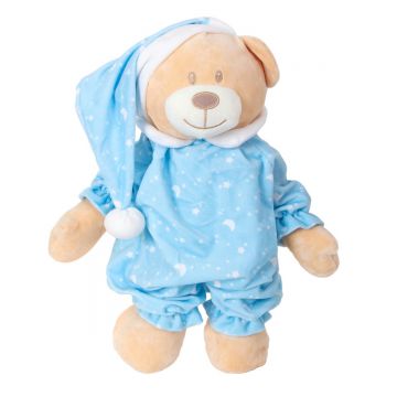 Ursulet de plus in pijama, Puffy Friends, Albastru, 30 cm